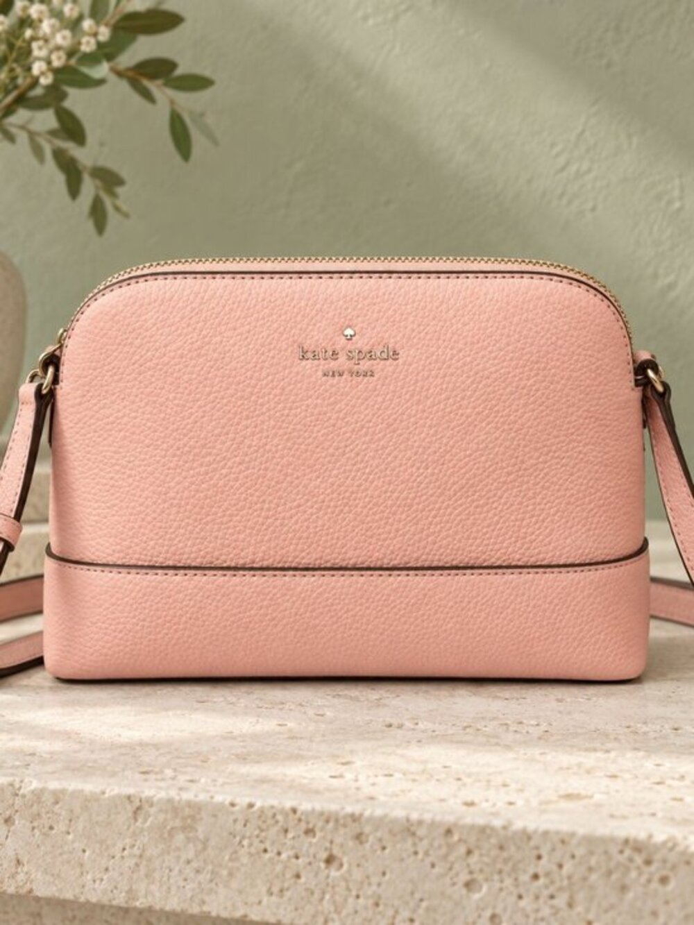 Kate Spade Pink Pebbled Leather Crossbody Bag Zip Top NWT